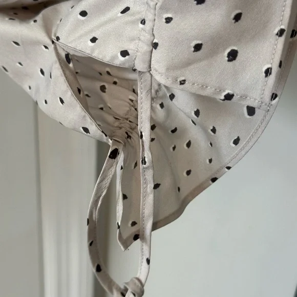 Banana Republic Taupe Polka Dot Ruffle-Neck Blouse - Picture 3 of 5